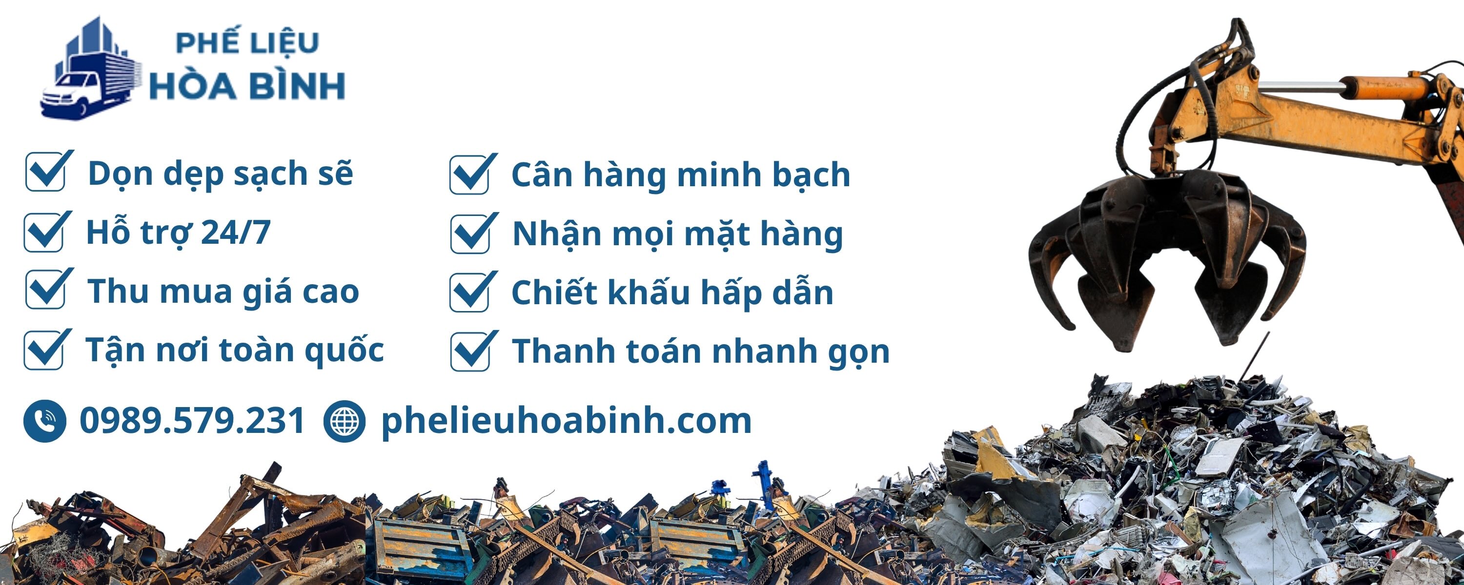 Phế Liệu Hòa Bình thu mua phế liệu giá cao tại TPHCM và toàn quốc